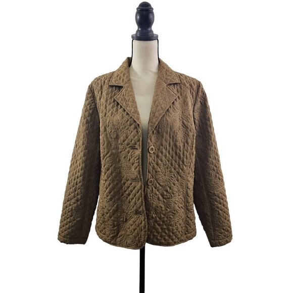 RQT Women’s Size Large Quilted Floral Embroidered Blazer Jacket - Picture 1 of 16